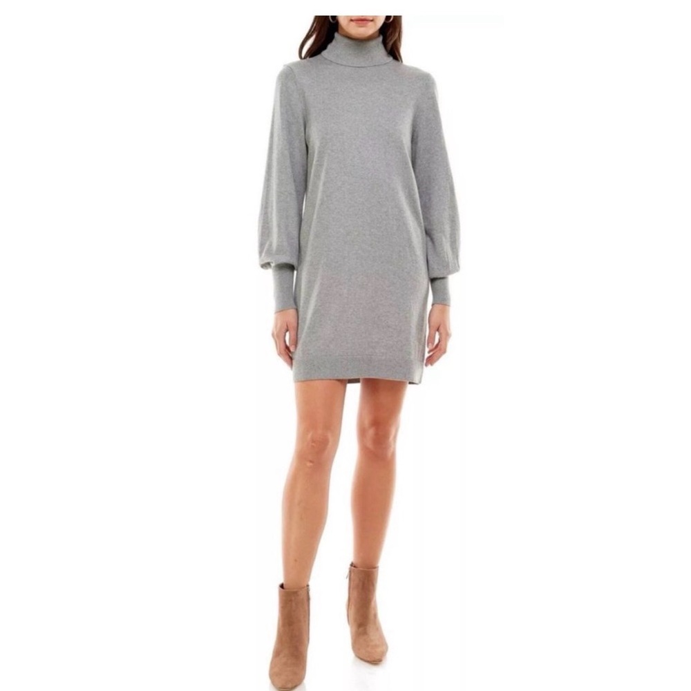 Wayf Gray Long Sleeve Sweater Dress